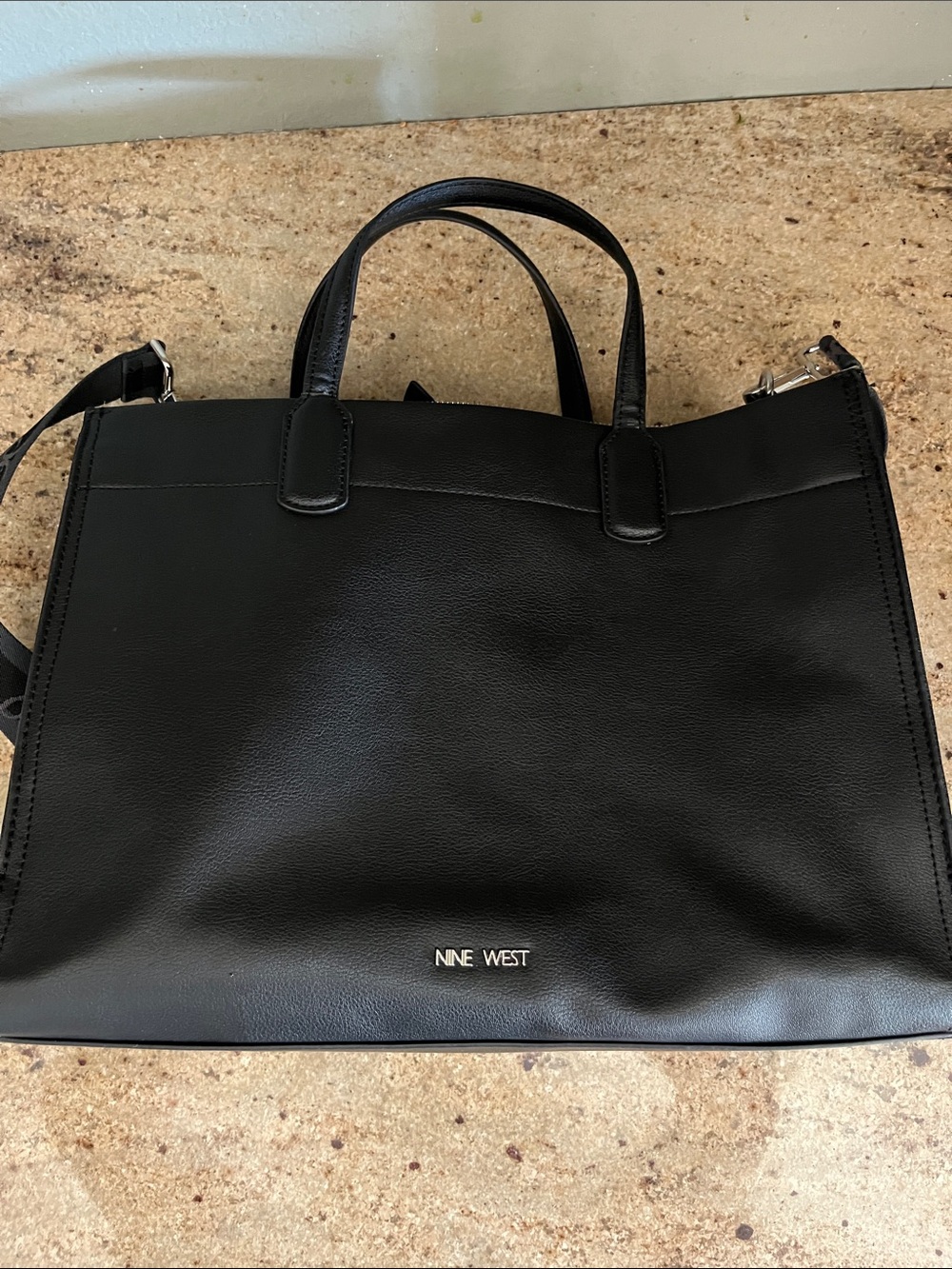 Nine West Black Leather Laptop Tote
